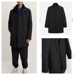 Zara Herringbone Lined Pea Coat